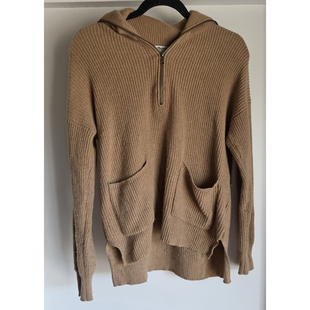 Madewell Collared Sweater XS Tan Solid Long Sleeve Pullover Wool Top Shirt